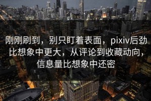 刚刚刷到，别只盯着表面，pixiv后劲比想象中更大，从评论到收藏动向，信息量比想象中还密