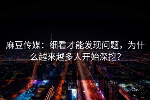 麻豆传媒：细看才能发现问题，为什么越来越多人开始深挖？