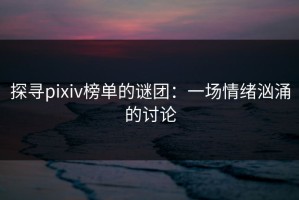探寻pixiv榜单的谜团：一场情绪汹涌的讨论