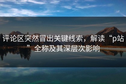 评论区突然冒出关键线索，解读“p站”全称及其深层次影响