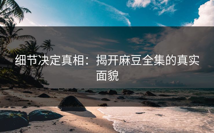细节决定真相：揭开麻豆全集的真实面貌