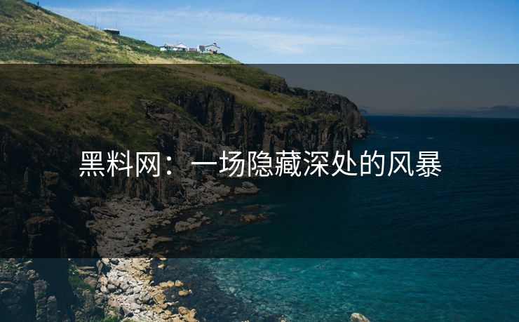 黑料网：一场隐藏深处的风暴