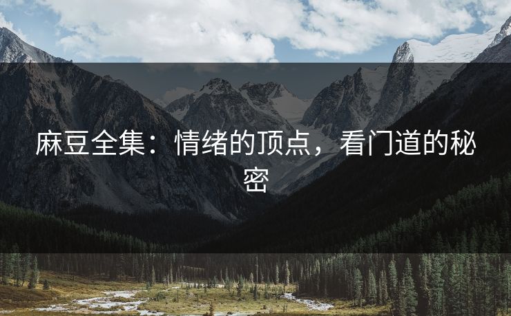 麻豆全集：情绪的顶点，看门道的秘密