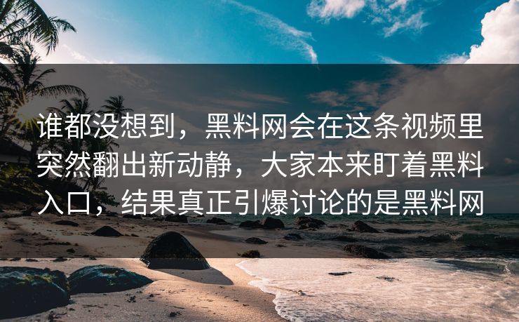 谁都没想到，黑料网会在这条视频里突然翻出新动静，大家本来盯着黑料入口，结果真正引爆讨论的是黑料网