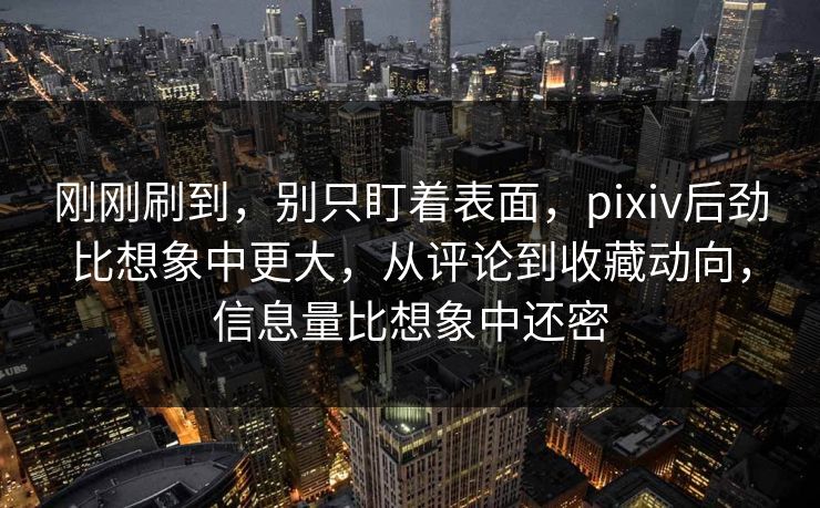 刚刚刷到，别只盯着表面，pixiv后劲比想象中更大，从评论到收藏动向，信息量比想象中还密