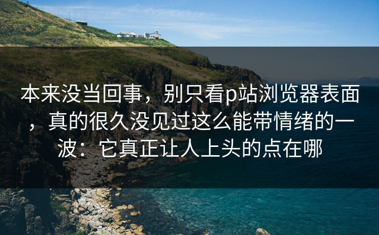 本来没当回事，别只看p站浏览器表面，真的很久没见过这么能带情绪的一波：它真正让人上头的点在哪