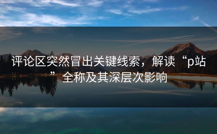 评论区突然冒出关键线索，解读“p站”全称及其深层次影响
