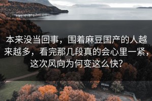 本来没当回事，围着麻豆国产的人越来越多，看完那几段真的会心里一紧，这次风向为何变这么快？