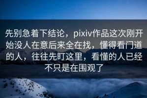 先别急着下结论，pixiv作品这次刚开始没人在意后来全在找，懂得看门道的人，往往先盯这里，看懂的人已经不只是在围观了