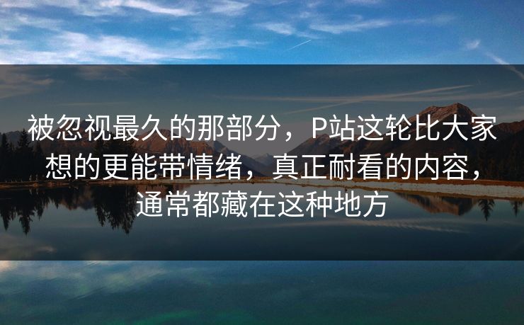被忽视最久的那部分，P站这轮比大家想的更能带情绪，真正耐看的内容，通常都藏在这种地方