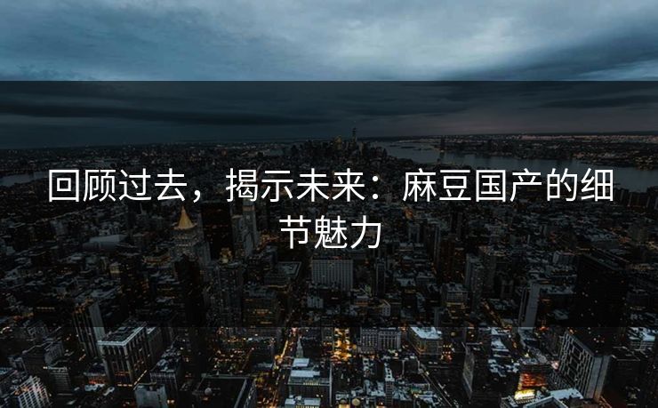 回顾过去，揭示未来：麻豆国产的细节魅力