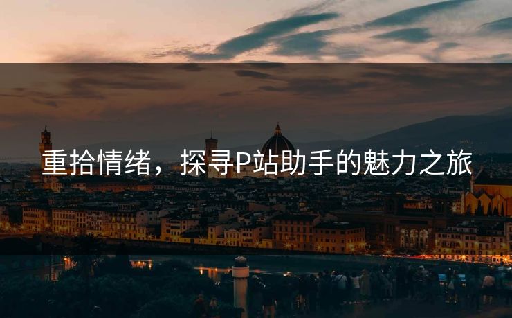 重拾情绪,探寻P站助手的魅力之旅 重拾情绪,探寻P站助手的魅力之旅